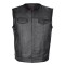 HMM919 Mens Zipper and Snap Closure Leather Motorcycle Club Vest Quick Access Gun Pocket