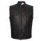 HMM924R High Mileage Mens Zipper and Snap Closure Leather Club Vest with American Flag Liner and Red Stitching