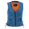VB1042BL Womens Blue Denim V Neck Vest with Zipper & side laces