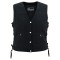 VB1045BK Womens Black Denim V Neck Vest with Snap opening & side laces