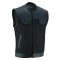 VB913BK Mens Collarless Black Denim & Leather Vest
