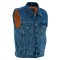 VB917BL Mens Black Denim Vest with Collar

