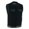 VB919L Denim Black Collarless Club Vest with Leather trims