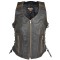 VL1029P Vance Womens Black Lace Side Zipper Pocket Premium Cowhide Leather Biker Motorcycle Vest