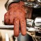 VL412Br Mens Premium Waxed Austin Brown Leather Perforated Motorcycle Gloves