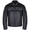 VL535 Reflective Skull Premium Cowhide Leather Motorcycle Jacket