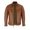 VL550Br Mens Cafe Racer Waxed Lambskin Austin Brown Motorcycle Leather Jacket