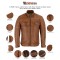 VL550Br Mens Cafe Racer Waxed Lambskin Austin Brown Motorcycle Leather Jacket