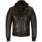 VL551CBr Mens Vincent Brown Waxed Premium Cowhide Motorcycle Leather Jacket With Removeable Hoodie