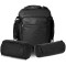 VS325 Rival Series 3pc Rock Design Top grain High Quality Leather Plain Black Sissy Bar Bag Set