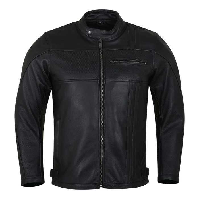 HMM532 Men`s Commuter Cafe Racer Motorcycle Leather Jacket with Armor - 
    100% Premium LEATHER: is made of 100% Leather to provide the best quality of leather to our community. With the elaborate design, exquisite workmanship, and high-quality Premium leather, Vance Leather provides more functional and fashionable jackets for men.
    MULTI POCKETS: No matter how you live, youll be able to bring whatever you need with you in two waist pockets, 2 front chest pockets, 2 accessory pockets inside, and a phone pocket. Multiple pockets make it super easy to carry your important documents and all necessary items which you want to bring with you.
    AFFORDABLE QUALITY: We manufacture our jackets with the highest quality materials at an affordable price. Try our jackets without worry because you will notice the quality of workmanship and ride in style.
    MODERN DESIGN: This men’s jacket is a perfectly cool and modern piece to rock, perfect for commuters or riders who stick to the roads. Team them with jeans for an eye-catching look.
    HEAVY-DUTY ARMOR PROTECTION: The Commuter has CE Level 1 Armor in shoulders and elbows, and soft protective padding in the back for superior protection

 Size Chart
Size  - Chest
M - 44
L - 46
XL - 48
2XL - 50
3XL - 52
4XL 	- 54
5XL - 56 in Leather Jackets & Clothing