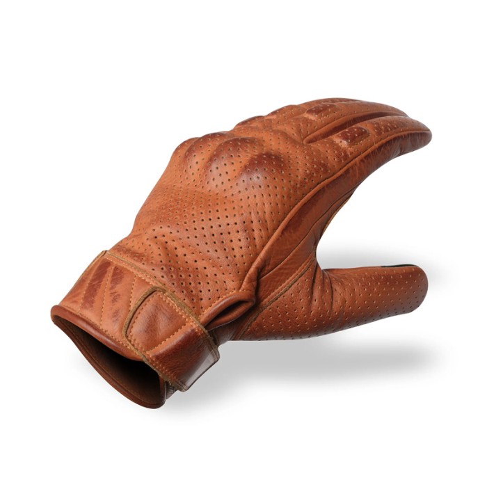 VL412Br Men`s Premium Waxed Austin Brown Leather Perforated Motorcycle Gloves - Mens Premium Waxed Austin Brown Leather Perforated Motorcycle Gloves

    Premium Waxed Austin Brown Leather 
    Perforated gloves
    Padded gel palm
    Soft knuckles
    Touch Enabled - Touchpads on 3 fingers 

How To Measure for Gloves

    Palm: Measure across your palm, starting above the base of your thumb, keeping the tape horizontal, obtaining the widest measurement of your hand
    Refer to the conversion chart below

 

Size Chart
Size 	INCHES 	CM:
XS 	6-7.5 	19
S 	8-8.5 	22
M 	9-9.5 	24
L 	10-10.5 	27
XL 	11-11.5 	29
XXL 	12-12.5 	32
XXXL 	13-13.5 	35 in Belts, Buckles & Gloves