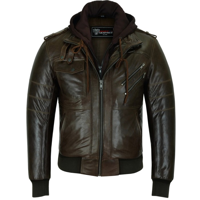 VL551CBr Mens Vincent Brown Waxed Premium Cowhide Motorcycle Leather Jacket With Removeable Hoodie - Features :

    100% Premium Cowhide LEATHER: is made of 100% Premium Cowhide Leather to provide the best quality of leather to our community. With the elaborate design, exquisite workmanship, and high-quality Cowhide leather, Vance Leather provides more functional and fashionable jackets for men.
    MULTI POCKETS: No matter how you live, youll be able to bring whatever you need with you in two waist pockets, 1 front straight chest pocket, 2 diagonal zipper chest pockets, 1 accessory pocket inside, and a phone pocket. Multiple pockets make it super easy to carry your important documents and all necessary items which you want to bring with you.
    AFFORDABLE QUALITY: We manufacture our jackets with the highest quality materials at an affordable price. Try our jackets without worry because you will notice the quality of workmanship and ride in style.
    MODERN DESIGN: Removeable zip-off Hoodie, giving the jacket multiple styles. Can be worn as a standing collar jacket. This men’s jacket is a perfectly cool and modern piece to rock, perfect for commuters or riders who stick to the roads. Team them with jeans for an eye-catching look. 

 
Size Chart
Size 	Chest
S 	42
M 	44
L 	46
XL 	48
2XL 	50
3XL 	52
4XL 	54
5XL 	56 in Leather Jackets & Clothing