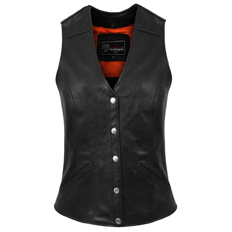 Vance Leathers Vance Womens Black Five Snap Lady Biker Leather