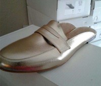 Mules - Gold Patent Slipper Mules