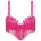 Sequin Tassel Rhinestone Push Up Belly Dance Top Bra - Hot Pink