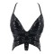 Sparkly Sequin Bandage Bra Belly Dance Vest Tank Butterfly Crop Top - Black