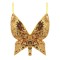 Sparkly Sequin Bandage Bra Belly Dance Vest Tank Butterfly Crop Top - Gold