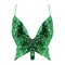 Sparkly Sequin Bandage Bra Belly Dance Vest Tank Butterfly Crop Top - Green