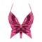 Sparkly Sequin Bandage Bra Belly Dance Vest Tank Butterfly Crop Top - HotPink