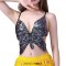 Sparkly Sequin Bandage Bra Belly Dance Vest Tank Butterfly Crop Top - Black Purple