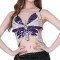 Sparkly Sequin Bandage Bra Belly Dance Vest Tank Butterfly Crop Top - Black Purple