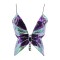 Sparkly Sequin Bandage Bra Belly Dance Vest Tank Butterfly Crop Top - Purple LightGreen