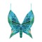 Sparkly Sequin Bandage Bra Belly Dance Vest Tank Butterfly Crop Top - SkyBlue Green