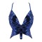 Sparkly Sequin Bandage Bra Belly Dance Vest Tank Butterfly Crop Top - Blue