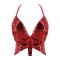 Sparkly Sequin Bandage Bra Belly Dance Vest Tank Butterfly Crop Top - Red