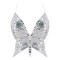 Sparkly Sequin Bandage Bra Belly Dance Vest Tank Butterfly Crop Top - Silver