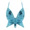 Sparkly Sequin Bandage Bra Belly Dance Vest Tank Butterfly Crop Top - SkyBlue