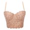 Lace Rhinestone Sequined Crop Top Glitters Tube Top Bralette - Beige