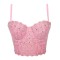 Lace Rhinestone Sequined Crop Top Glitters Tube Top Bralette - Pink