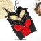Mesh Stitching Velvet Sequined Crop Top Bead Embroidery Sling Sleeveless Tube Top Bralette - Red