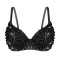 Glittering Sequins Beading Padded Push Up Belly Dance Bustier Bra - Black