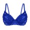Glittering Sequins Beading Padded Push Up Belly Dance Bustier Bra - Blue