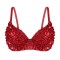 Glittering Sequins Beading Padded Push Up Belly Dance Bustier Bra - Red