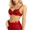 Glittering Sequins Beading Padded Push Up Belly Dance Bustier Bra - Red