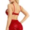 Glittering Sequins Beading Padded Push Up Belly Dance Bustier Bra - Red