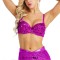 Glittering Sequins Beading Padded Push Up Belly Dance Bustier Bra - Rose