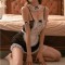Sexy French Maid Cosplay Roleplay Lingerie Costumes - Black