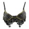 Halter Belly Sequin Tassel Push Up Belly Dance Top Bra - Black