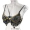 Halter Belly Sequin Tassel Push Up Belly Dance Top Bra - Black