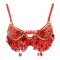 Halter Belly Sequin Tassel Push Up Belly Dance Top Bra - Red