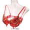 Halter Belly Sequin Tassel Push Up Belly Dance Top Bra - Red