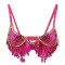 Halter Belly Sequin Tassel Push Up Belly Dance Top Bra - Rose Red