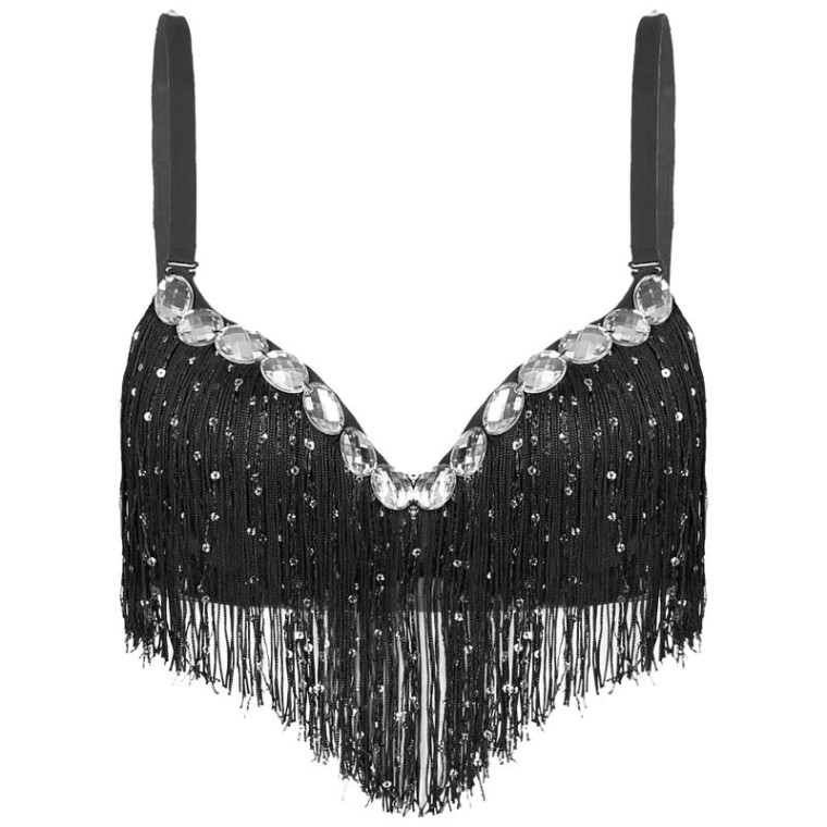 Ward Lingerie Sequin Tassel Rhinestone Push Up Belly Dance Top Bra - Black  in Lingerie, Bras, Panties, Teddies, Thongs, Lifts and Body Shapers - $23.49