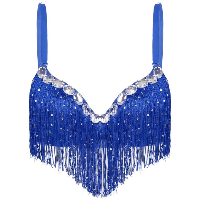 Ward Lingerie Sequin Tassel Rhinestone Push Up Belly Dance Top Bra