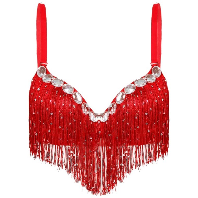 Ward Lingerie Sequin Tassel Rhinestone Push Up Belly Dance Top Bra